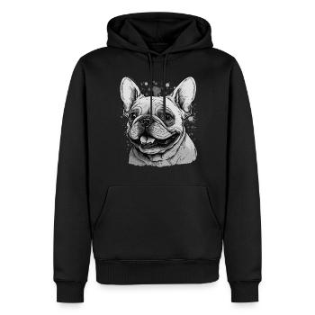 Bouledogue français coquin - Sweat à capuche Premium bio Homme - noir - Devant - Nico (187cm)