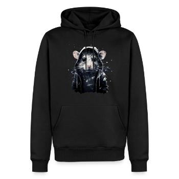 Coole Hip Hop Ratte - Männer Premium Bio Hoodie - Schwarz - Vorne - Nico (187cm)