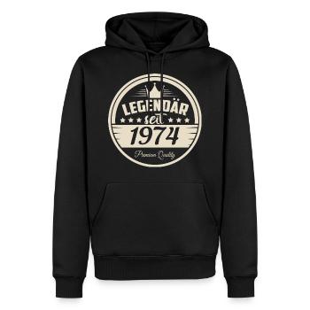 Legendär seit 1974 - Männer Premium Bio Hoodie - Schwarz - Vorne - Nico (187cm)