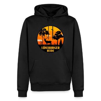 Lüneburger Heide - Männer Premium Bio Hoodie - Schwarz - Vorne - Nico (187cm)