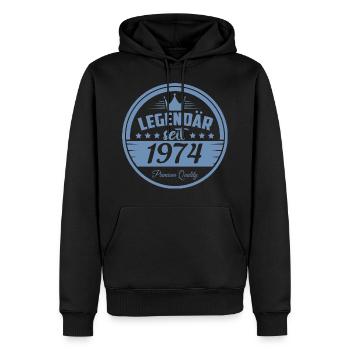 Legendär seit 1974 - Männer Premium Bio Hoodie - Schwarz - Vorne - Nico (187cm)