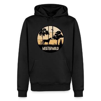Westerwald - Männer Premium Bio Hoodie - Schwarz - Vorne - Nico (187cm)