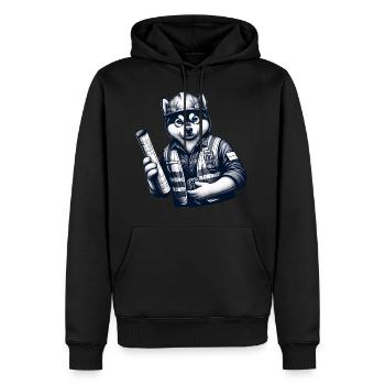 Cute Dog Construction Worker - Männer Premium Bio Hoodie - Schwarz - Vorne - Nico (187cm)