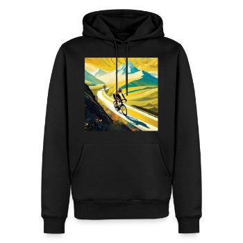 Vivid Altitude: Rennen um die Traumgipfel - Männer Premium Bio Hoodie - Schwarz - Vorne - Nico (187cm)