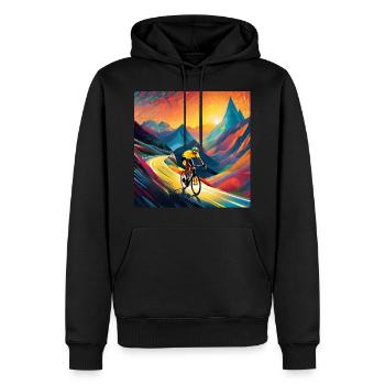 Euphorischer Aufstieg: Dem gelben Traum nachjagen - Männer Premium Bio Hoodie - Schwarz - Vorne - Nico (187cm)