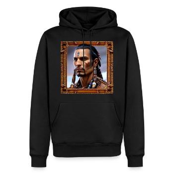 Homme de tribu amérindienne - Sweat à capuche Premium bio Homme - noir - Devant - Nico (187cm)