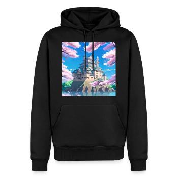 Japanisches Schloss, umgeben von Kirschblütenbäumen - Männer Premium Bio Hoodie - Schwarz - Vorne - Nico (187cm)