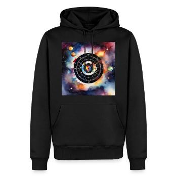 Carnaval de fléchettes cosmiques - Sweat à capuche Premium bio Homme - noir - Devant - Nico (187cm)