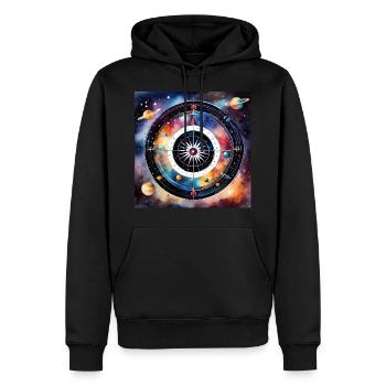 L’univers des fléchettes - Sweat à capuche Premium bio Homme - noir - Devant - Nico (187cm)