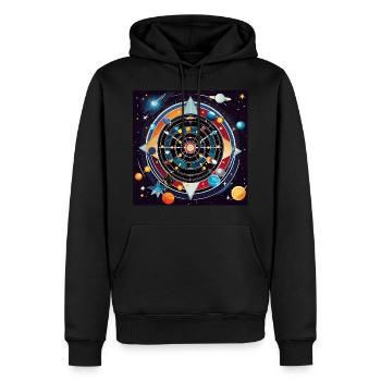Infinity Bullseye - Männer Premium Bio Hoodie - Schwarz - Vorne - Nico (187cm)