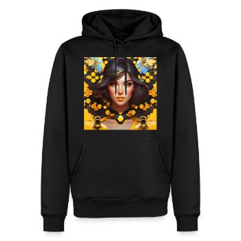 Bienenkönigin - Männer Premium Bio Hoodie - Schwarz - Vorne - Nico (187cm)