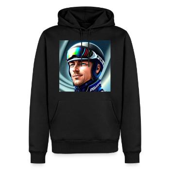 Portrait de sauteur à ski - Sweat à capuche Premium bio Homme - noir - Devant - Nico (187cm)