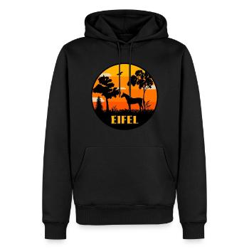 Eifel - Männer Premium Bio Hoodie - Schwarz - Vorne - Nico (187cm)