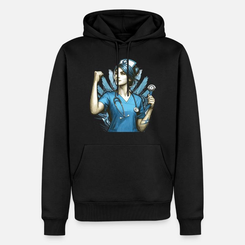 Krankenschwester Siegespose Geschenk - Männer Premium Bio Hoodie - Schwarz