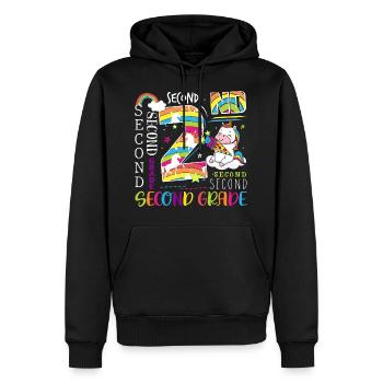 Licorne de 2e année - Sweat à capuche Premium bio Homme - noir - Devant - Nico (187cm)