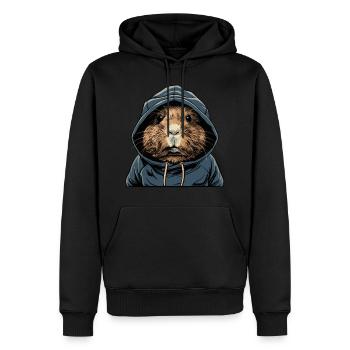 Cochon d’Inde Hip Hop cool - Sweat à capuche Premium bio Homme - noir - Devant - Nico (187cm)