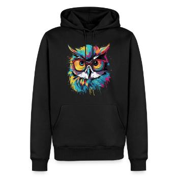 Lustige Eule mit Brille - Männer Premium Bio Hoodie - Schwarz - Vorne - Nico (187cm)