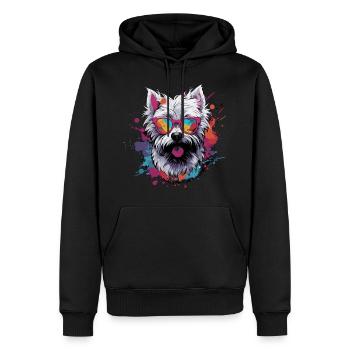 Terrier blanc Highland de l’Ouest frais - Sweat à capuche Premium bio Homme - noir - Devant - Nico (187cm)