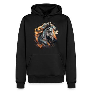 Portrait de cheval - Sweat à capuche Premium bio Homme - noir - Devant - Nico (187cm)