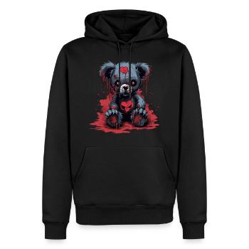 Ours en peluche mignon et effrayant - Sweat à capuche Premium bio Homme - noir - Devant - Nico (187cm)