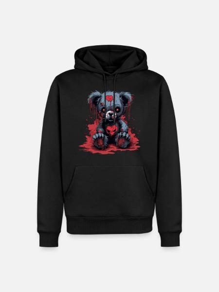 Cute Creepy Teddy Bear - Men’s Premium Organic Hoodie - black