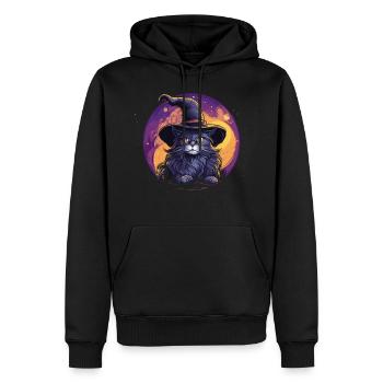 Black cat with witch hat - Men’s Premium Organic Hoodie - black - Front - Nico (187cm)
