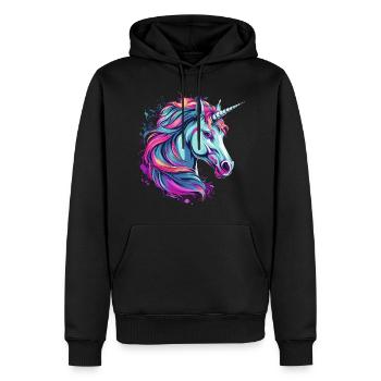 Licorne - Sweat à capuche Premium bio Homme - noir - Devant - Nico (187cm)