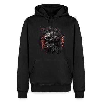 Cyborg Zombie Schädel Disc Jockey - Männer Premium Bio Hoodie - Schwarz - Vorne - Nico (187cm)