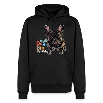 Bouledogue français mignon - Sweat à capuche Premium bio Homme - noir - Devant - Nico (187cm)