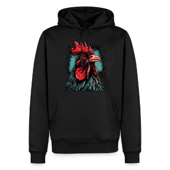 Portrait de coq - Sweat à capuche Premium bio Homme - noir - Devant - Nico (187cm)