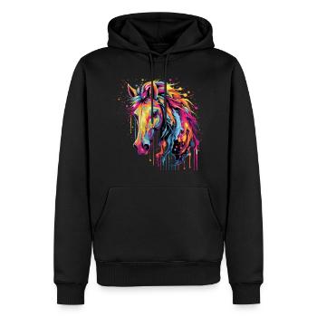 Pferdeliebe - Männer Premium Bio Hoodie - Schwarz - Vorne - Nico (187cm)