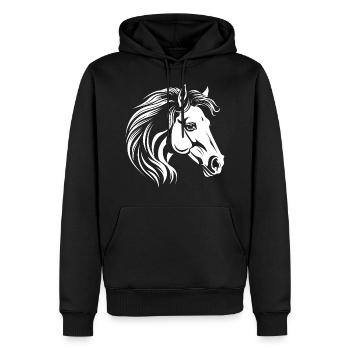 Portrait de cheval - Sweat à capuche Premium bio Homme - noir - Devant - Nico (187cm)