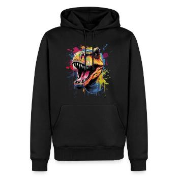 Dinosaure T-Rex - Sweat à capuche Premium bio Homme - noir - Devant - Nico (187cm)