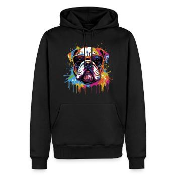 Cool English Bulldog with Sunglasses - Men’s Premium Organic Hoodie - black - Front - Nico (187cm)