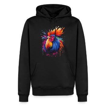 Ein stolzer Hahn - Männer Premium Bio Hoodie - Schwarz - Vorne - Nico (187cm)
