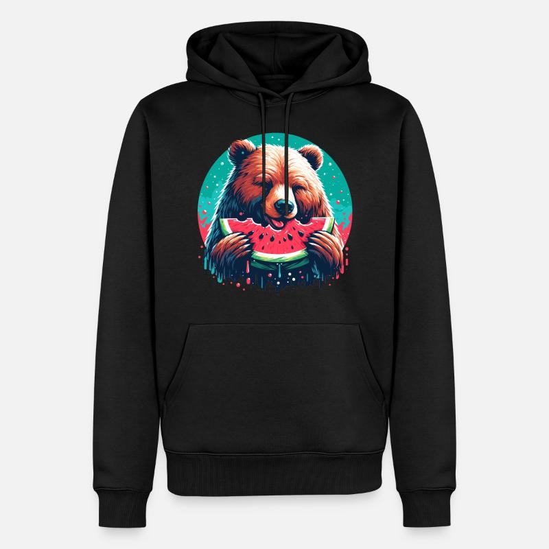 Pastèque ours cadeau délicieux - Sweat à capuche Premium bio Homme - noir