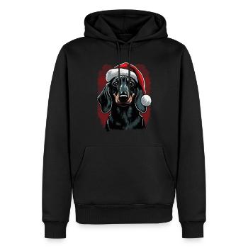 Dachshund with Christmas hat - Men’s Premium Organic Hoodie - black - Front - Nico (187cm)