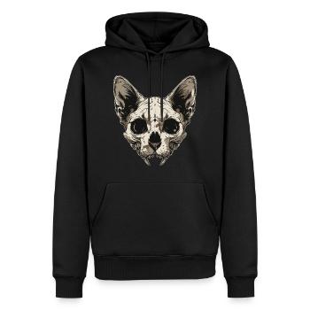 Crâne de chat zombie - Sweat à capuche Premium bio Homme - noir - Devant - Nico (187cm)