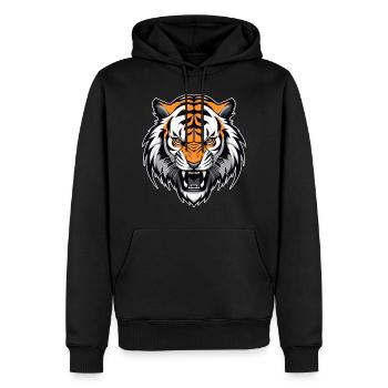 Tigre - Sweat à capuche Premium bio Homme - noir - Devant - Nico (187cm)