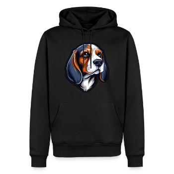 Chien Beagle - Sweat à capuche Premium bio Homme - noir - Devant - Nico (187cm)