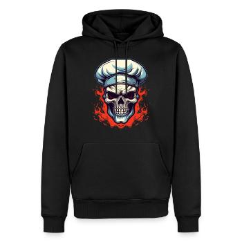 Schädel mit Kochmütze - Männer Premium Bio Hoodie - Schwarz - Vorne - Nico (187cm)