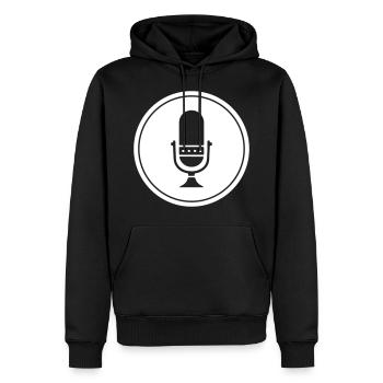 Podcast Mikrofon Symbol - Männer Premium Bio Hoodie - Schwarz - Vorne - Nico (187cm)