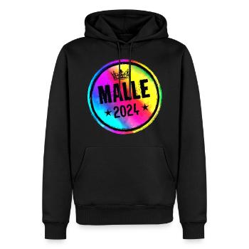 Malle 2024 Bunt Kreis - Männer Premium Bio Hoodie - Schwarz - Vorne - Nico (187cm)