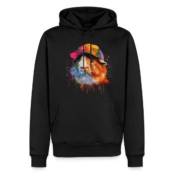 Cochon d’Inde cool - Sweat à capuche Premium bio Homme - noir - Devant - Nico (187cm)