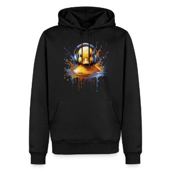 Entenbaby hört Musik mit Kopfhörern - Männer Premium Bio Hoodie - Schwarz - Vorne - Nico (187cm)