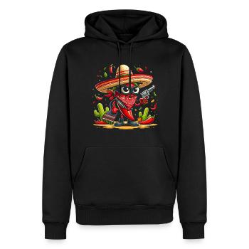 Chili Bandido - Männer Premium Bio Hoodie - Schwarz - Vorne - Nico (187cm)