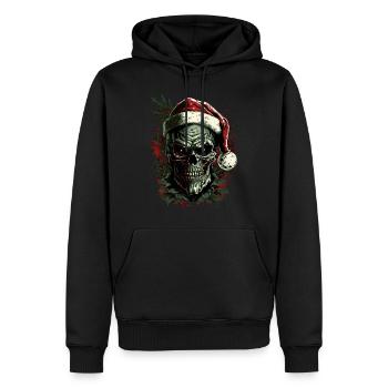 Schädel mit Weihnachtsmütze - Männer Premium Bio Hoodie - Schwarz - Vorne - Nico (187cm)