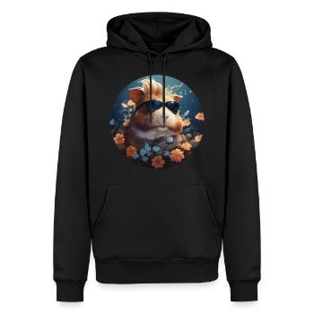Cochons d’Inde et fleurs - Sweat à capuche Premium bio Homme - noir - Devant - Nico (187cm)