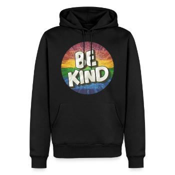 LGBTQ Soyez gentil - Sweat à capuche Premium bio Homme - noir - Devant - Nico (187cm)