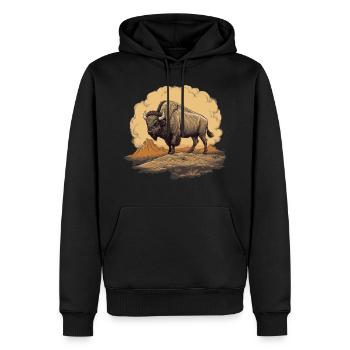 Amerikanischer Bison - Männer Premium Bio Hoodie - Schwarz - Vorne - Nico (187cm)
